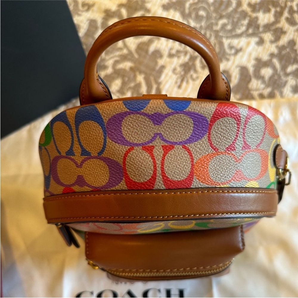 Coach Charter Backpack 18 In Rainbow Signature Canvas - Picture 11 of 16
